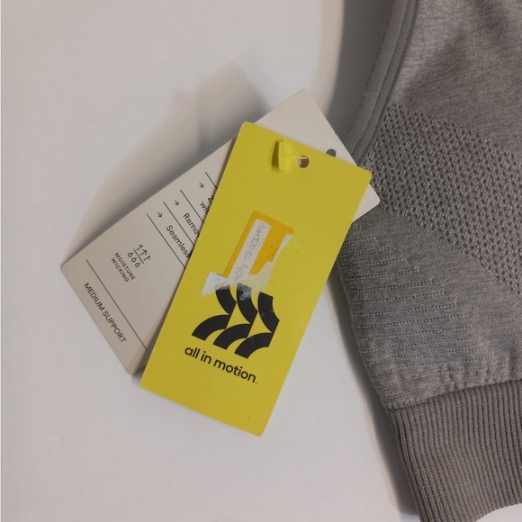 All In Motion Medium Support Light Heather Gray Seamless Front Zip Bra XS - Picture 3 of 5